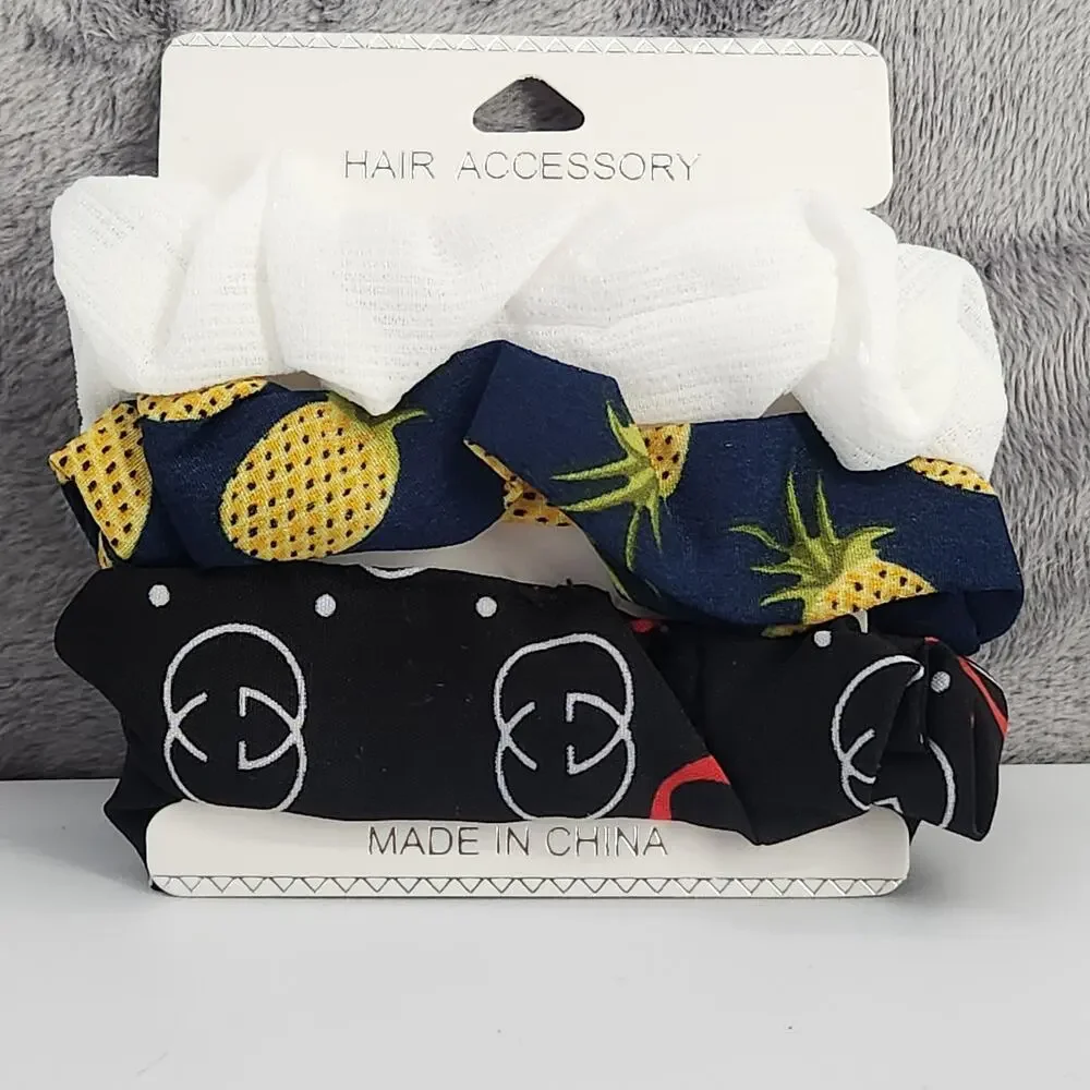 3 pc Scrunchy Set - Hair Accessories - Elastic bands for ponytails - Hair Ties